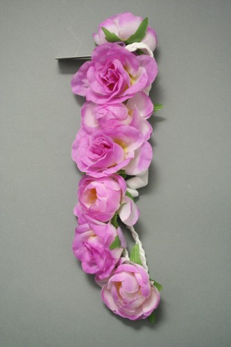 Coloured Fabric Roses Garland Bandeaux. In Coral, White, Purple and Pink.