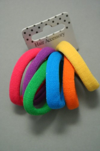 Bright Coloured Jersey Fabric Endless Elastics. Card of 6. 
