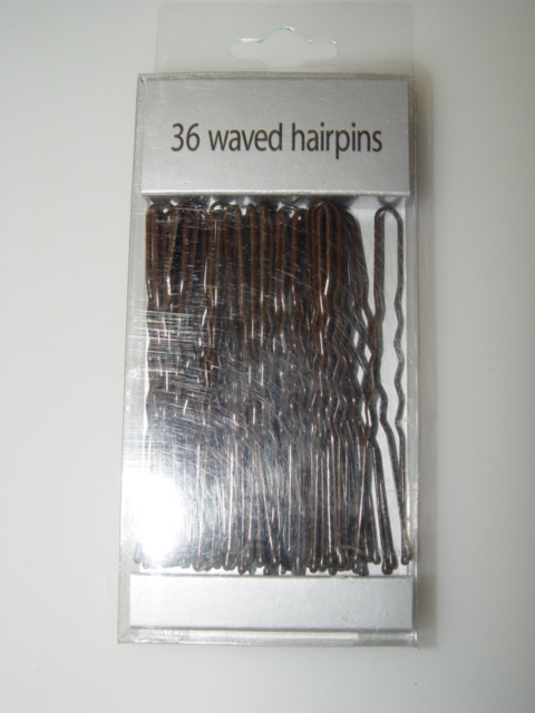 Pack of 36 Waved Brown Hairpins.65mm