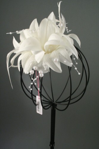 Ivory Coloured Fabric Flower Fascinator on a Forked Clip and Brooch Pin. 
