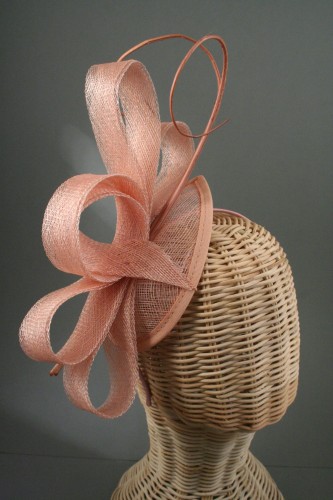 Sinamay Pointed Nude Cap Fascinator with Ostrich Quills on a Satin Wrapped Aliceband. 