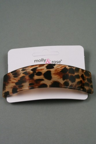 Rectangle Acrylic Leopard Print Barrette Clip. Approx 9cm.