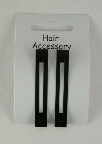 Card of 2 Open Black Barrettes. 60mm in Length