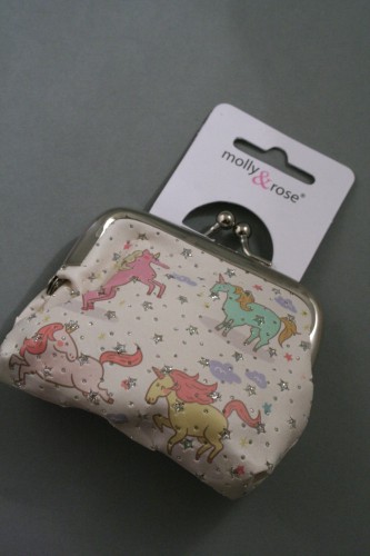 Unicorn Printed Fabric Coin Purse with Ball Snap Clasp. In 2 Colours.