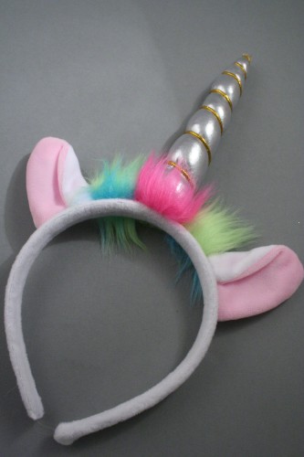 Unicorn Horn and Ears Aliceband. In Pink and Silver.