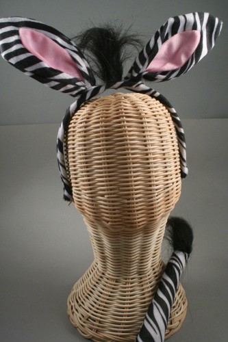 Zebra Ears Aliceband and Tail Set