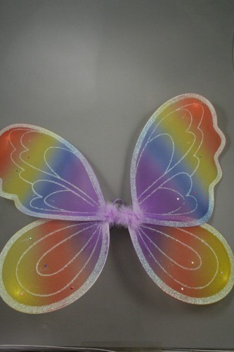Rainbow Coloured Fairy Wings with Frosty Glitter and Sequin Stars. Approx Size 42cm x 45cm