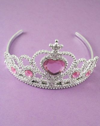 Silv Plastic Tiara with Centre Heart Stone. In Lilac and Pink.