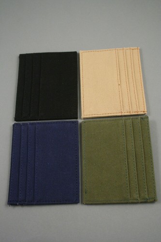 Coloured Fabric Card Holder. 3 Slots Either Side. In Black, Olive, Navy and Oatmeal. Approx Size 10cm x 8cm