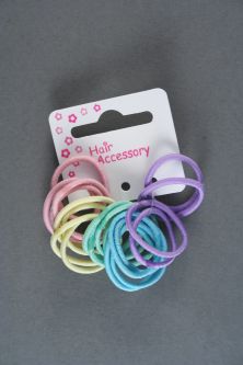 Very Small Pastel Coloured Elastics. Card of 20.
