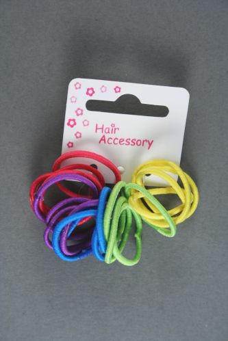 Very Small Bright Coloured Elastics. Card of 20.