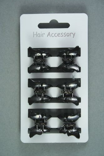 Black Butterfly Mini Clamps. Card of 6.