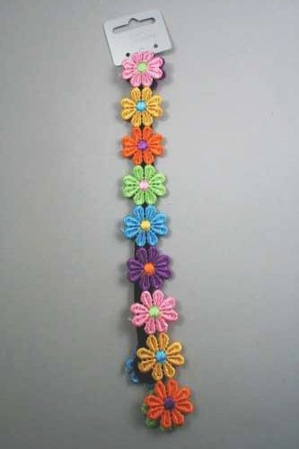 Black Stretch Elastic Bandeaux with Bright Coloured Daisy Chain.