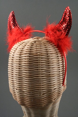 Red Sequined Devil Horns Aliceband