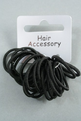 Very Small Thin Black Elastics. Card of 20.