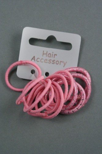 Very Small Thin Pink Elastics. Card of 12.