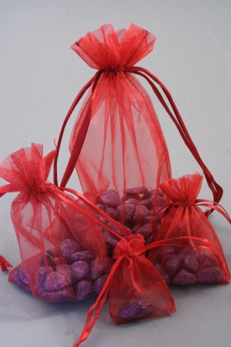 Burgundy Organza Bags