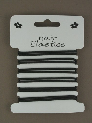 Card of 12 Thin Black Elastics