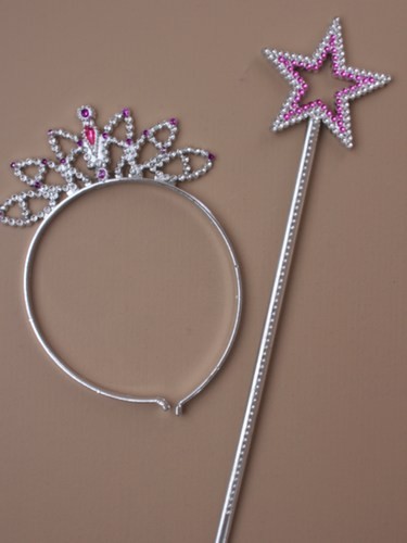 Wand and Tiara Set with Pink or Purple Glitter Epoxy