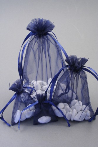 Navy Blue Organza Bags