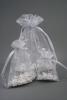 White Organza Gift Bag with Silver Snowflake Print. Size Approx 22cm x 15cm. - view 3