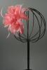 Dusky Pink Flower and Feather Fascinator on a Clear Comb. - view 3