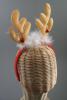 Light Brown Christmas Reindeer Antlers Aliceband with Red Bells and White Fur Trim. - view 3