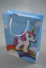 Blue Gift Bag with Unicorn and Rainbow Print with White Corded Handles. Approx Size 20cm x 14cm x 7cm - view 2