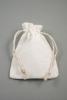 Off White 100% Cotton Drawstring Gift Bag with Natural Pull String. Approx 10cm x 8cm - view 1