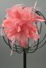 Dusky Pink Flower and Feather Fascinator on a Clear Comb. - view 1