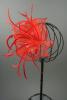 Red Looped Fabric and Feather Fascinator on a Clear Comb - view 2