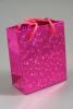 Pink Holographic Foil Gift Bag with Pink Corded Handles. Approx Size 10cm x 8cm x 4.5cm - view 1