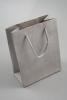 Silver Printed Kraft Paper Gift Bag with Black Cord Handles. Approx Size 14.5cm x 11.5cm x 6cm - view 2