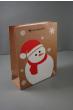Natural Brown Paper Gift Bag with Snowman and Snowflake Print, Cord Handle. Size Approx 22cm x 18cm x 7cm. - view 1