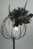 Black Flower and Feather Fascinator on a Clear Comb. - view 1