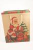 Natural Kraft Paper Gift Bag with Father Christmas and Natural Cord Handles. Size Approx 32cm x 26cm x 12cm. - view 1