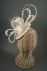 Sinamay Pointed Cream Cap Fascinator with Ostrich Quills on a Satin Wrapped Aliceband.  - view 3