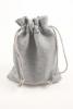 Grey Colour Drawstring Cotton Rich Gift Bag with Matching Drawstring. 80% Cotton / 20% Polyester Mix. Approx 13cm x 10cm - view 1