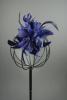 Royal Blue Flower and Feather Fascinator on a Clear Comb. - view 2