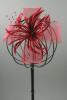Large Burgundy Looped Net and Feather Fascinator on a Forked Clip and Brooch Pin - view 2