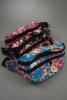 Floral Print Pattern Fabric Bum Bag with Adjustable StrapThree Zip Compartments. In Pink, Black and Blue - view 1