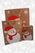 Natural Brown Paper Gift Bag with Snowman and Snowflake Print, Cord Handle. Size Approx 22cm x 18cm x 7cm. - view 2