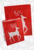 Glossy Red Christmas Gift Bag with White Reindeer Design. Red Corded Handles. Size Approx 22cm x 18cm x 7cm. - view 2