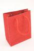 Red Glitter Paper Gift Bag with Cord Handles.  Size Approx 15cm x 12cm x 6cm. - view 2