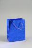 Blue Holographic Foil Gift Bag with Blue Corded Handles. Approx Size 10cm x 8cm x 4.5cm - view 1