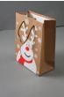 Natural Brown Paper Gift Bag with White Reindeer and Snowflake Print, Cord Handle. Size Approx 15cm x 12cm x 6cm. - view 1