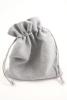 Grey Colour Drawstring Cotton Rich Gift Bag with Matching Drawstring. 80% Cotton / 20% Polyester Mix. Approx 16cm x 12cm - view 1