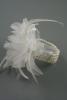 Cream Feather and Flower Corsage on a 4 Row Pearl Bead Wristband - view 3