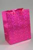 Pink Holographic Foil Gift Bag with Pink Corded Handles. Approx Size 14.5cm x 11.5cm x 6.5cm - view 1