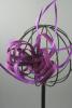 Purple Coloured Looped Sinamay Net and Feather Fascinator on a Beak Clip with Brooch Pin - view 1